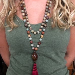 Anthro Inspired Mala Tassel Necklace